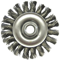 Wire Wheel Brushes, 4" Dia., 0.02" Fill, 5/8"-11 Arbor, Steel GTA Hardware Inc