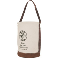 Bucket with Leather Bottom, 17" H, Canvas, Beige GTA Hardware Inc
