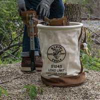 Leather-Bottom Bucket, 17" H, Canvas, White GTA Hardware Inc