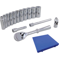 Jeu de douilles et accessoires, 15 Mcx, Prise de 3/8", Profond GTA Hardware Inc