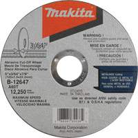 Thin Kerf Cut-Off Wheel, 5" x 3/64", 7/8" Arbor, Type 1, Aluminum Oxide, 12250 RPM GTA Hardware Inc