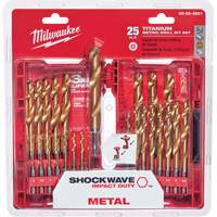 Shockwave Red Helix Metric Drill Bit Set, 25 Pieces, Titanium GTA Hardware Inc
