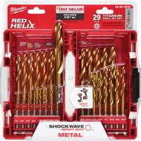 Shockwave Red Helix Drill Bit Set, 29 Pieces, Titanium GTA Hardware Inc