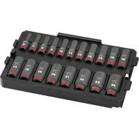 Jeu de douilles profondes 3/8" Shockwave Impact Duty Packout, 19 Mcx, Chocs, Prise de 3/8", Profond GTA Hardware Inc