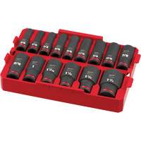 Jeu de douilles SAE Shockwave Impact Duty Packout, 15 Mcx, Chocs, Prise de 1/2", Profond GTA Hardware Inc