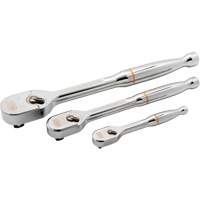 Ensemble de rochet &agrave; t&ecirc;te en goutte enti&egrave;rement polie avec prises 1/4", 3/8" & 1/2" 120XP GTA Hardware Inc