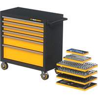 MEGAMOD Metric Mechanics Tool Set in Modular Foam Trays with Rolling Cabinet, 358 Pieces GTA Hardware Inc