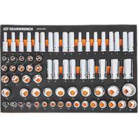 Jeu d'outils m&eacute;triques pour m&eacute;canicien MEGAMOD dans des plateaux en mousse modulaire avec armoire roulante &agrave; outils, 358 morcea GTA Hardware Inc