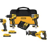 Ensemble de quatre outils combin&eacute;s sans fil et sans balai XR, Lithium-ion, 20 V GTA Hardware Inc