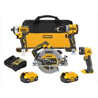 Ensemble de quatre outils combin&eacute;s sans fil et sans balai XR, Lithium-ion, 20 V GTA Hardware Inc