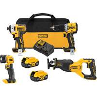 Ensemble de quatre outils combin&eacute;s sans fil et sans balai XR, Lithium-ion, 20 V GTA Hardware Inc