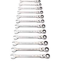Jeu de cl&eacute;s &agrave; 12 pans et 90 dents, T&ecirc;te articul&eacute;e/Combinaison &agrave; cliquet, 12 morceaux, M&eacute;trique GTA Hardware Inc