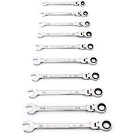 Jeu de cl&eacute;s SAE &agrave; 12 pans et 90 dents, T&ecirc;te articul&eacute;e/Combinaison &agrave; cliquet, 10 morceaux, Imp&eacute;rial GTA Hardware Inc