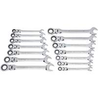 Jeu de cl&eacute;s &agrave; 12 pans et 72 dents, T&ecirc;te articul&eacute;e/Combinaison &agrave; cliquet, 14 morceaux, Imp&eacute;rial et m&eacute;trique GTA Hardware Inc