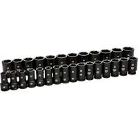 6 Point Metric Socket Set, 28 Pcs, Impact, 3/4" Drive Size, Deep GTA Hardware Inc