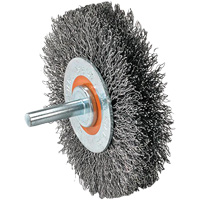 Mounted Wire Brush, 1-3/8" Dia., 0.008" Fill, 1-1/4" Arbor GTA Hardware Inc