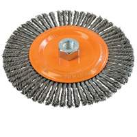 Brosse &agrave; fils nou&eacute;s pour cordons de soudure, Dia. 6-7/8'', Fils 0,02", Arbre 5/8"-11, Acier GTA Hardware Inc