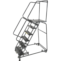 &eacute;chelles roulantes avec pied verrouillable activ&eacute; par le poids, 5 marches, Largeur de la marche 24", Hauteur de la plateforme 50", Acier GTA Hardware Inc