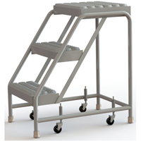 Rolling Ladder, 3 Steps, 16" Step Width, 30" Platform Height, Aluminum GTA Hardware Inc