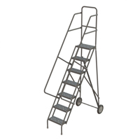 Steel Rolling Ladder, 7 Steps, 16" Step Width, 70" Platform Height, Steel GTA Hardware Inc