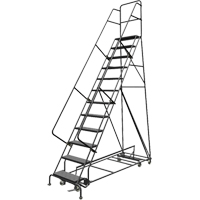 All Directional Rolling Ladder, 12 Steps, 24" Step Width, 120" Platform Height, Steel GTA Hardware Inc