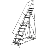 All Directional Rolling Ladder, 13 Steps, 24" Step Width, 130" Platform Height, Steel GTA Hardware Inc