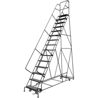 All Directional Rolling Ladder, 15 Steps, 24" Step Width, 150" Platform Height, Steel GTA Hardware Inc
