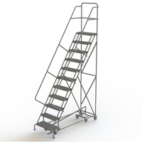 All Directional Rolling Ladder, 11 Steps, 24" Step Width, 110" Platform Height, Steel GTA Hardware Inc