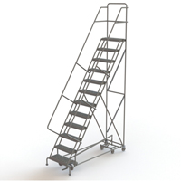 All Directional Rolling Ladder, 12 Steps, 24" Step Width, 120" Platform Height, Steel GTA Hardware Inc