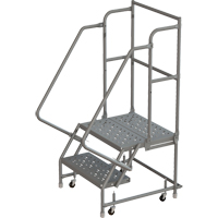 Escabeaux roulants &agrave; dessus profond, 2 marches, Largeur de la marche 16", Hauteur de la plateforme 20", Acier GTA Hardware Inc