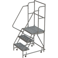 Deep Top Step Rolling Ladder, 3 Steps, 16" Step Width, 30" Platform Height, Steel GTA Hardware Inc