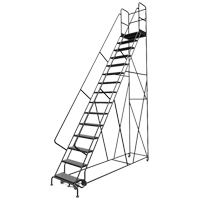 Deep Top Step Rolling Ladder, 15 Steps, 24" Step Width, 150" Platform Height, Steel GTA Hardware Inc
