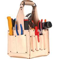 Porte-outils pour &eacute;lectricien et travaux d'entretien, Cuir, 17 pochettes, Beige GTA Hardware Inc