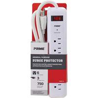 Surge Protector, 6 Outlets, 750 J, 1875, 3' Cord GTA Hardware Inc