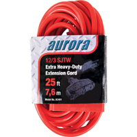 Vinyl Extension Cord, Outdoor, SJTW, 12/3 AWG, 15 A, 3 Outlet(s), 25' GTA Hardware Inc