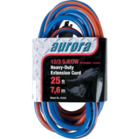 TPE-Rubber Extension Cord With Light Indicator, All-Weather, SJEOW, 12/3 AWG, 15 A, 25' GTA Hardware Inc