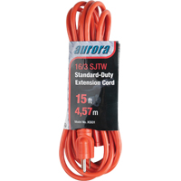 Extension Cord, Indoor/Outdoor, SJTW, 16/3 AWG, 13 A, 15' GTA Hardware Inc